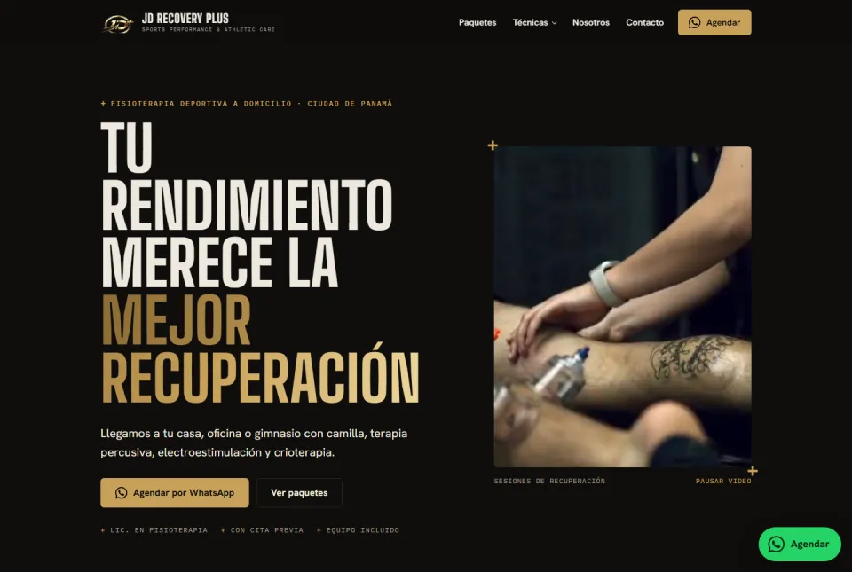 Página web de JD Recovery Plus, diseñada por Jalpro