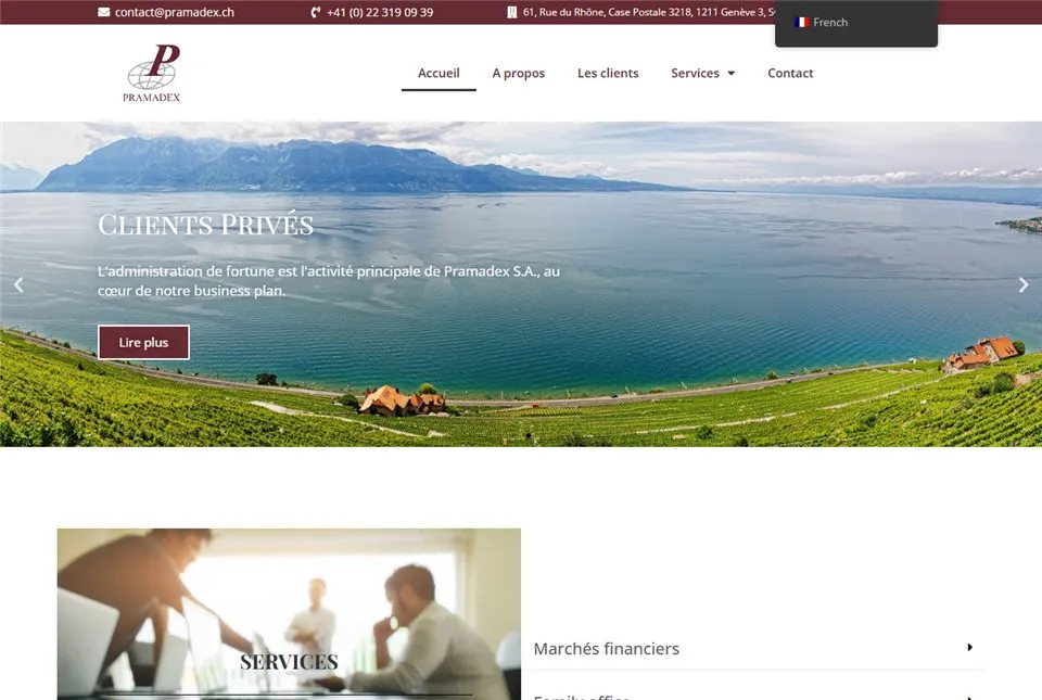 Página web de pramadex.com, diseñada por Jalpro
